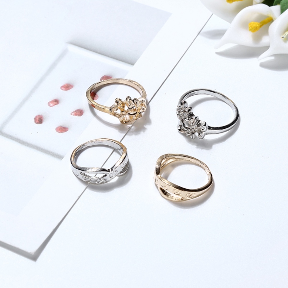 Love Screw Infinity Open Heart Gold Midi Rings - Picture 4 of 7